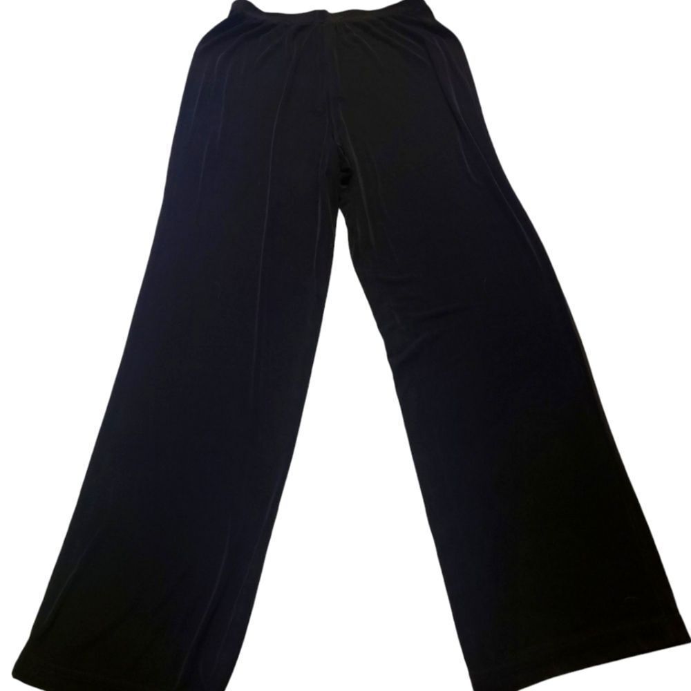 Palazzo Pants Black Flowing Silky Wide Legs Sheen Stretchy Size S-L